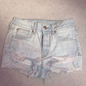 Light washed jean shorts
